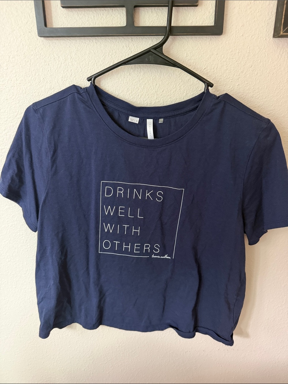 Travis Mathew Navy Tee with White Box Graphic